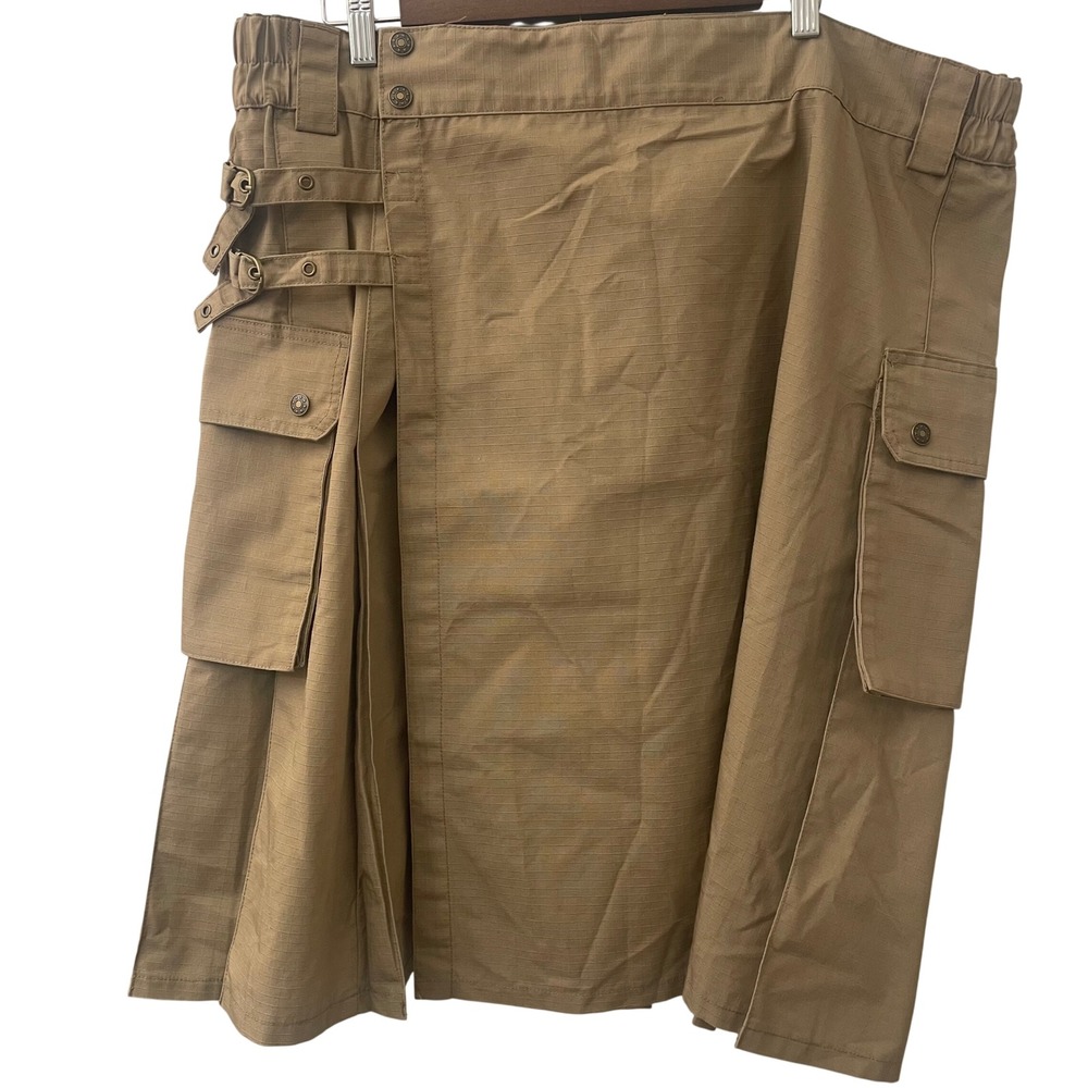 Mens Khaki Ripstop Tactical Utility Kilt Cargo Pockets Size 40 Tan Workwear